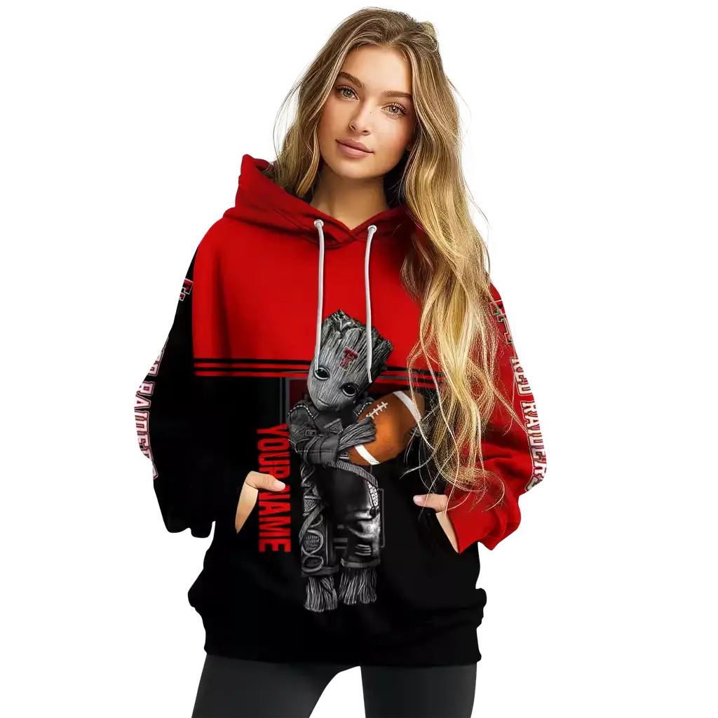 custom texas tech red raiders baby groot red black hoodie high quality custom texas tech red raiders baby groot red black hoodie high quality