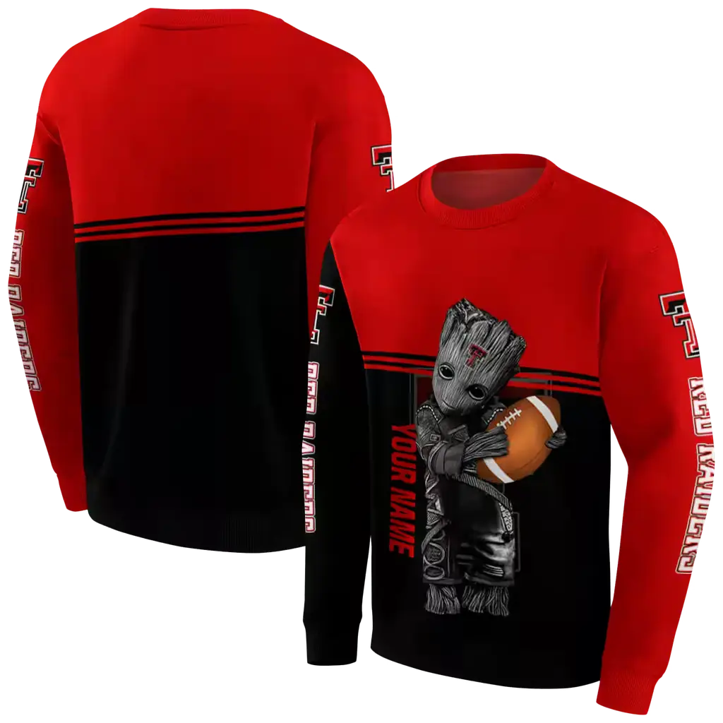 custom texas tech red raiders baby groot red black hoodie premium grade custom texas tech red raiders baby groot red black hoodie premium grade