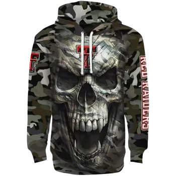 custom texas tech red raiders camo skull hoodie best selling