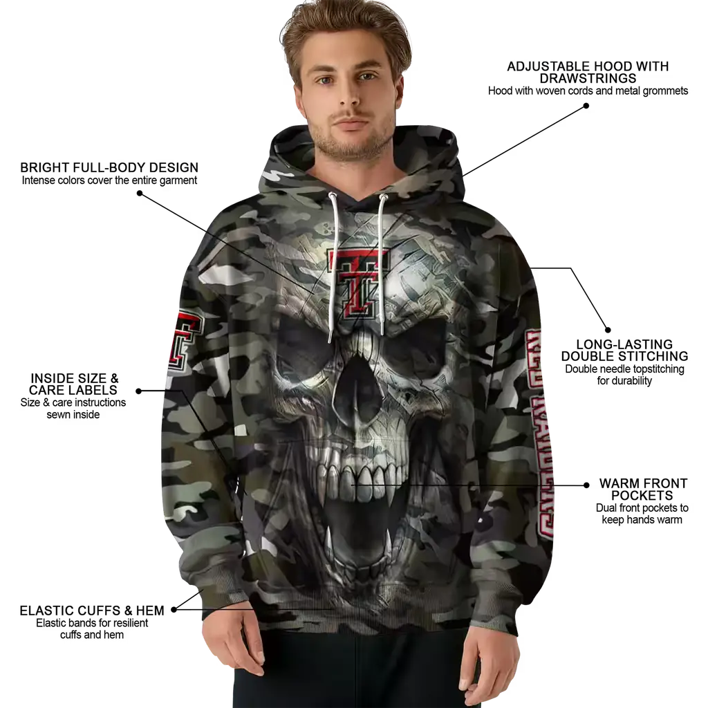 custom texas tech red raiders camo skull hoodie latest model custom texas tech red raiders camo skull hoodie latest model