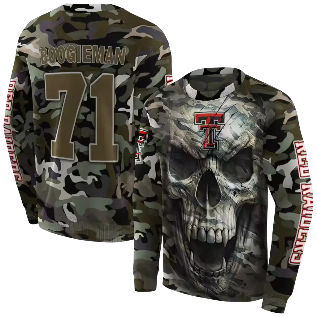 custom texas tech red raiders camo skull hoodie premium grade custom texas tech red raiders camo skull hoodie premium grade