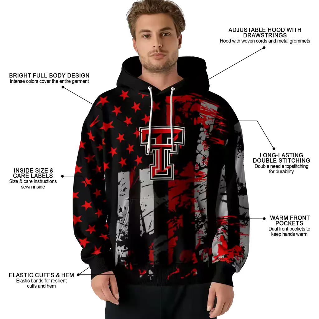custom texas tech red raiders distressed flag red black hoodie latest model custom texas tech red raiders distressed flag red black hoodie latest model