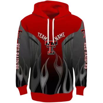 custom texas tech red raiders flame design red hoodie best selling
