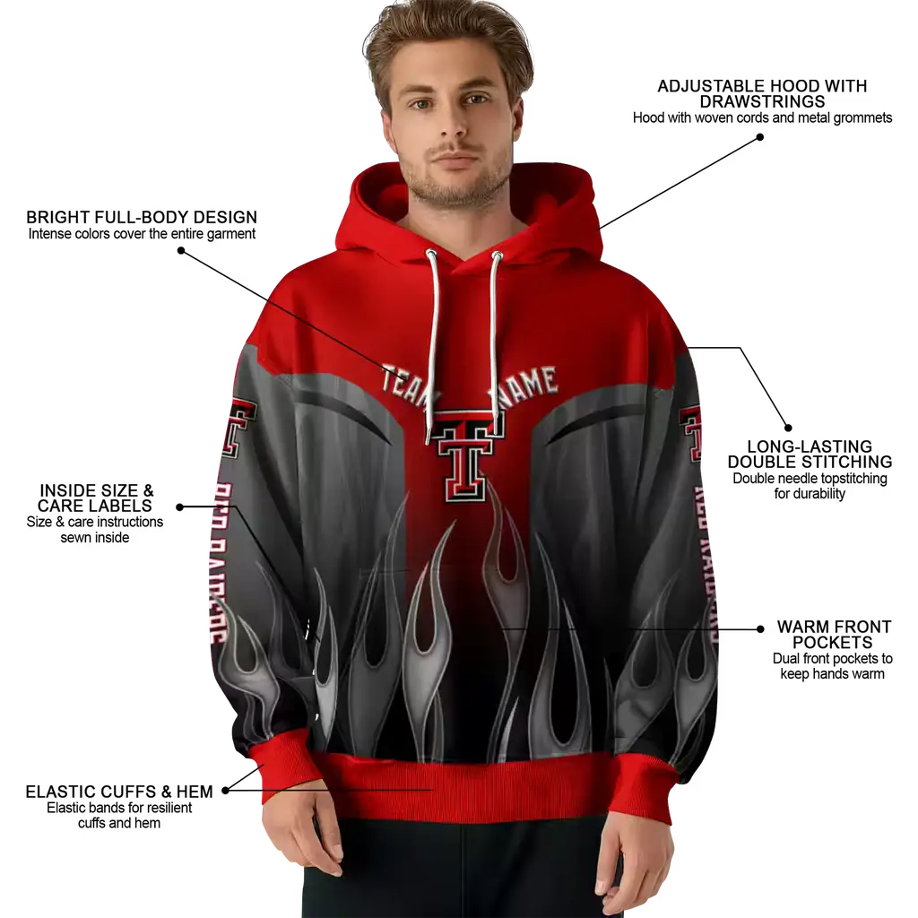 custom texas tech red raiders flame design red hoodie latest model custom texas tech red raiders flame design red hoodie latest model