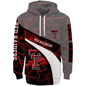 custom texas tech red raiders hexagonal mesh red black gray hoodie best selling