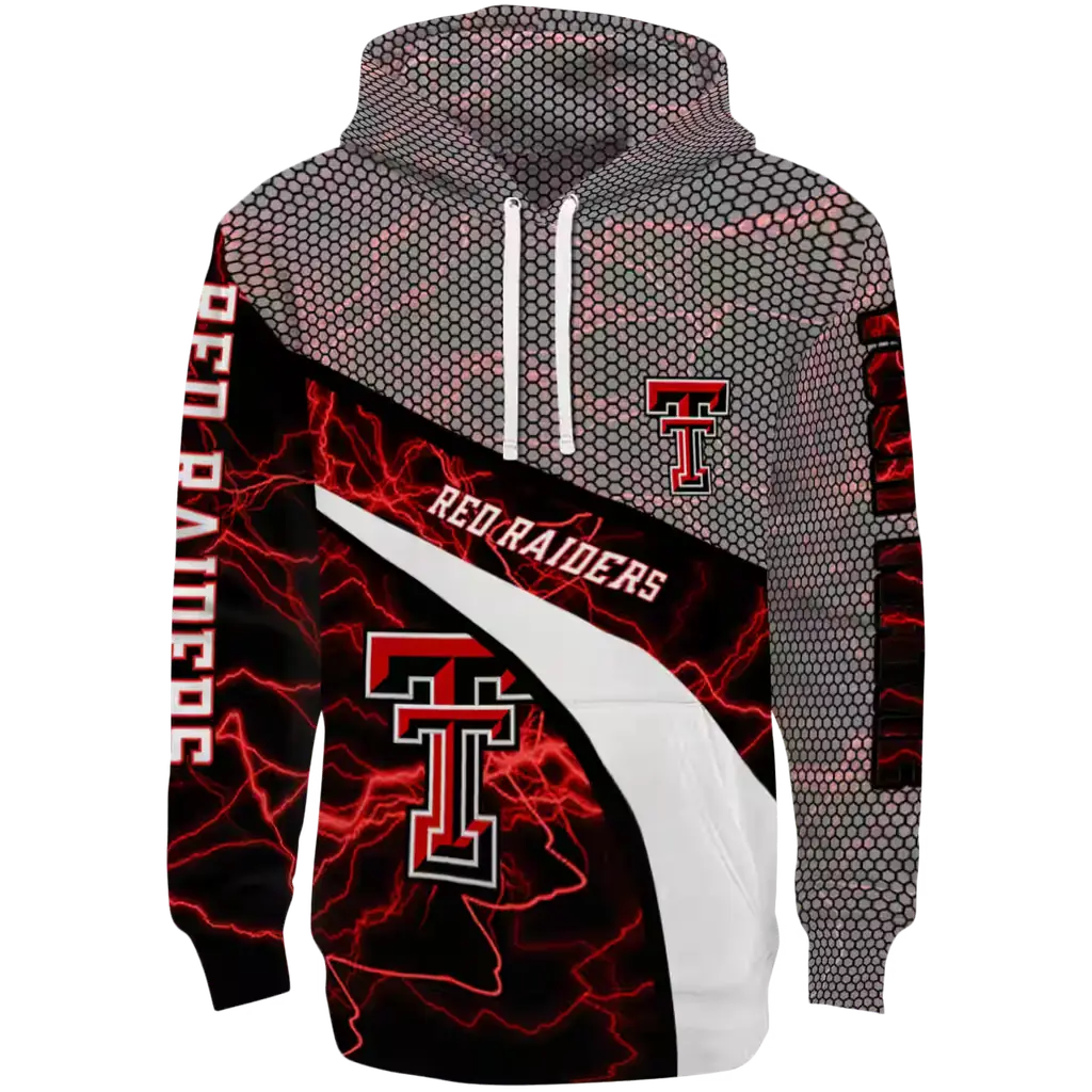 custom texas tech red raiders hexagonal mesh red black gray hoodie best selling custom texas tech red raiders hexagonal mesh red black gray hoodie best selling