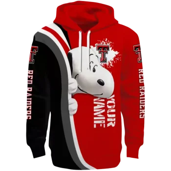 custom texas tech red raiders peeking snoopy red hoodie best selling