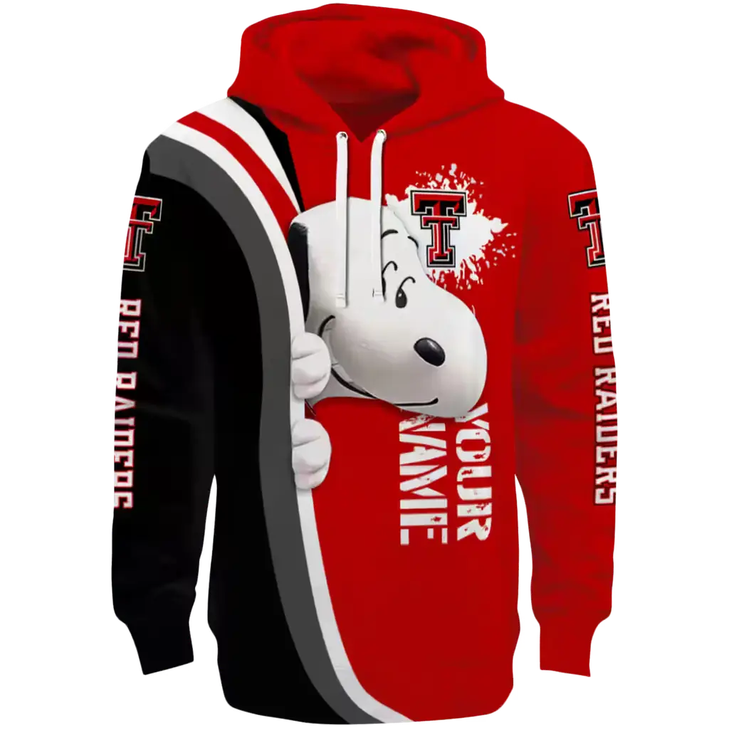 custom texas tech red raiders peeking snoopy red hoodie best selling custom texas tech red raiders peeking snoopy red hoodie best selling