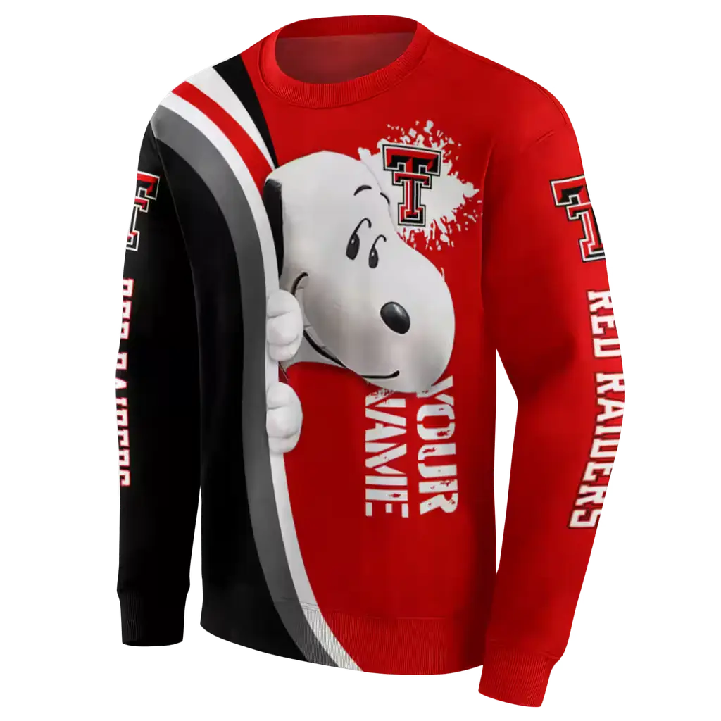 custom texas tech red raiders peeking snoopy red hoodie new arrival custom texas tech red raiders peeking snoopy red hoodie new arrival