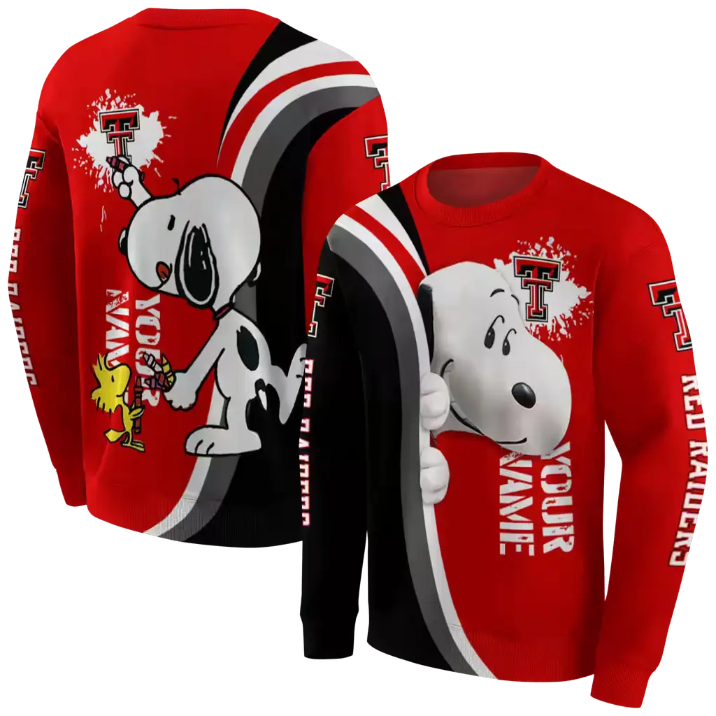 custom texas tech red raiders peeking snoopy red hoodie premium grade custom texas tech red raiders peeking snoopy red hoodie premium grade