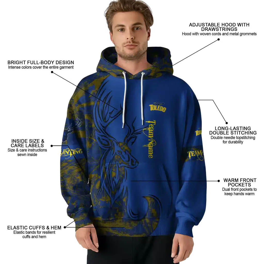 custom toledo rockets deer silhouette blue hoodie latest model custom toledo rockets deer silhouette blue hoodie latest model