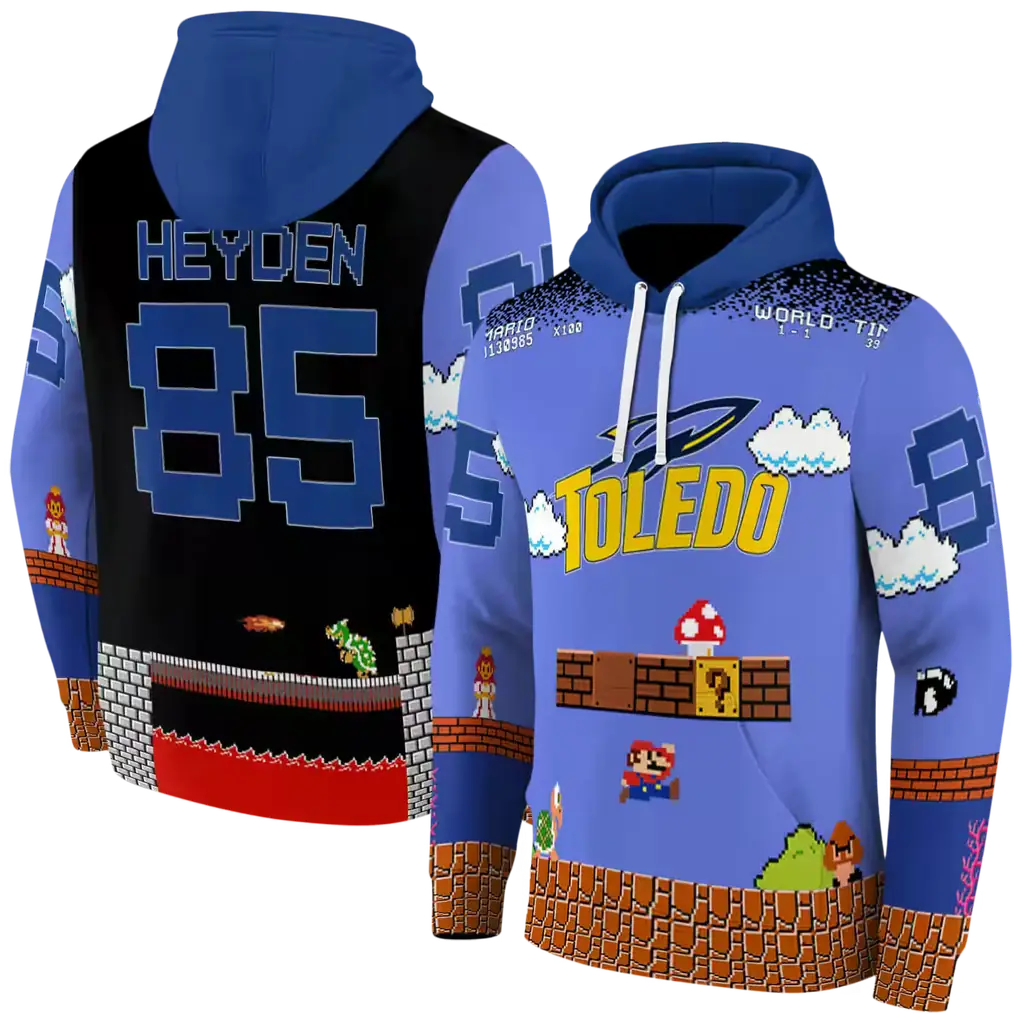 custom toledo rockets mario blue black hoodie fashion forward custom toledo rockets mario blue black hoodie fashion forward