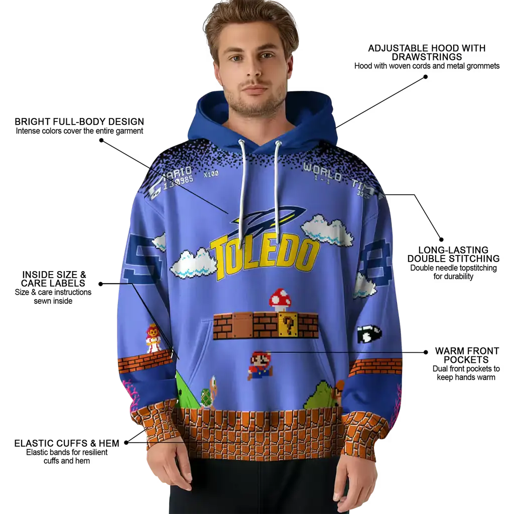 custom toledo rockets mario blue black hoodie latest model custom toledo rockets mario blue black hoodie latest model