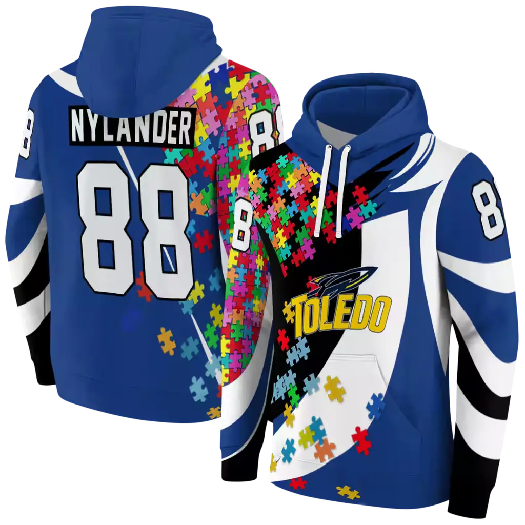 custom toledo rockets puzzle pieces blue hoodie fashion forward custom toledo rockets puzzle pieces blue hoodie fashion forward