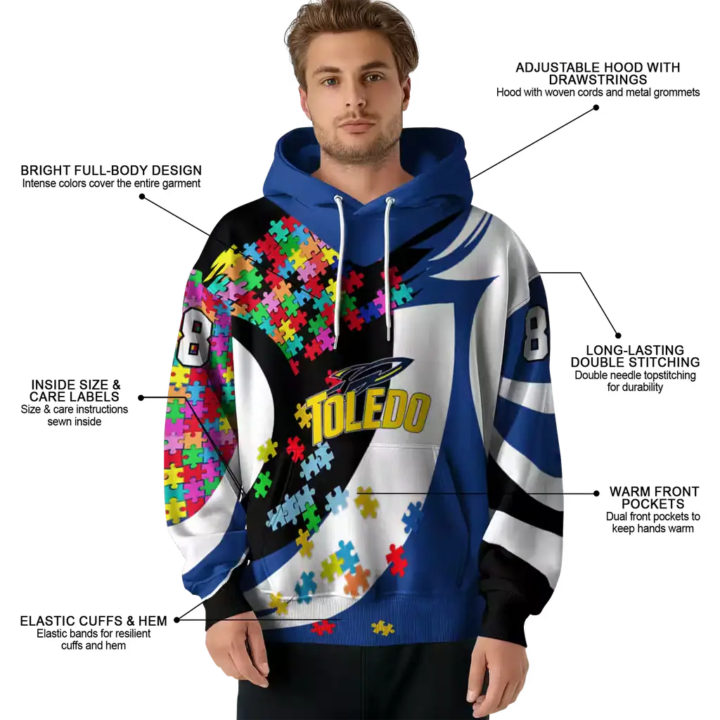 custom toledo rockets puzzle pieces blue hoodie latest model custom toledo rockets puzzle pieces blue hoodie latest model