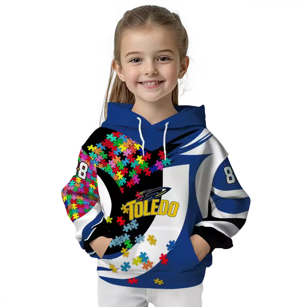 custom toledo rockets puzzle pieces blue hoodie top rated custom toledo rockets puzzle pieces blue hoodie top rated