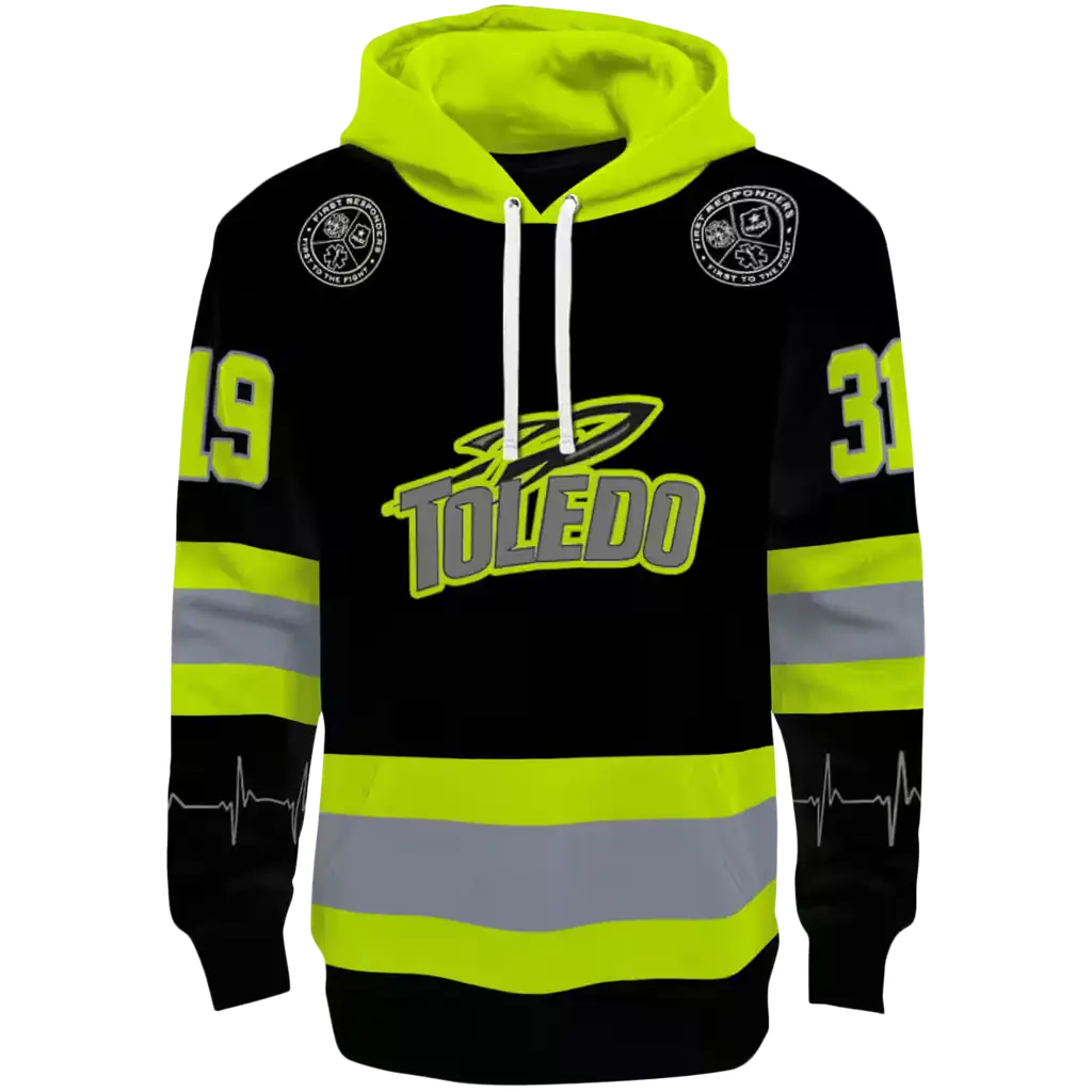 custom toledo rockets safety motif black neon green hoodie best selling custom toledo rockets safety motif black neon green hoodie best selling