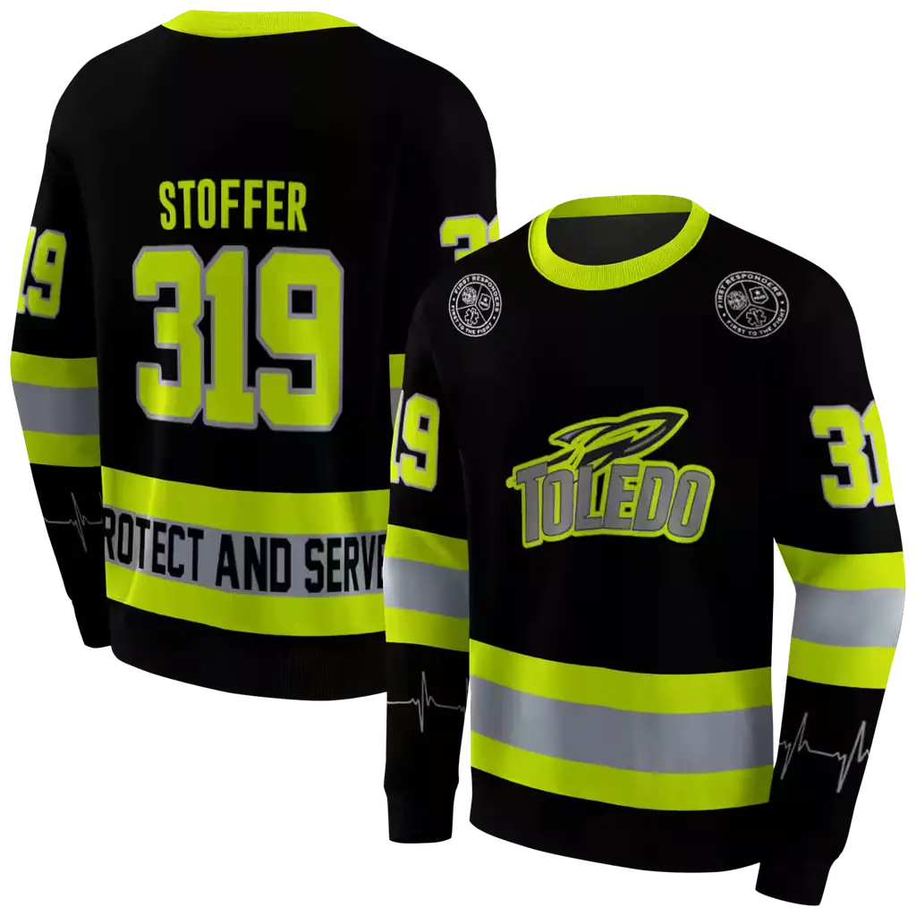 custom toledo rockets safety motif black neon green hoodie premium grade custom toledo rockets safety motif black neon green hoodie premium grade