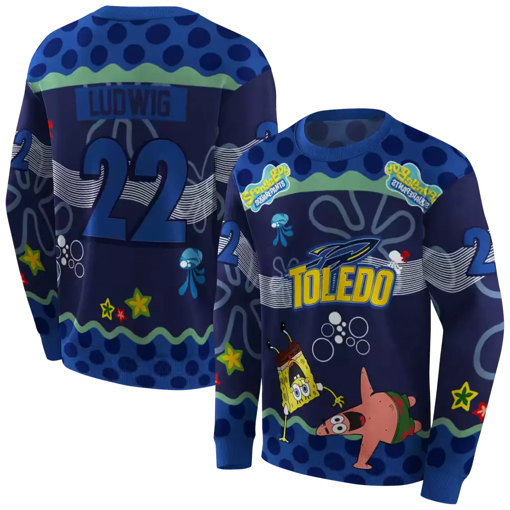 custom toledo rockets spongebob patrick star blue navy hoodie premium grade custom toledo rockets spongebob patrick star blue navy hoodie premium grade