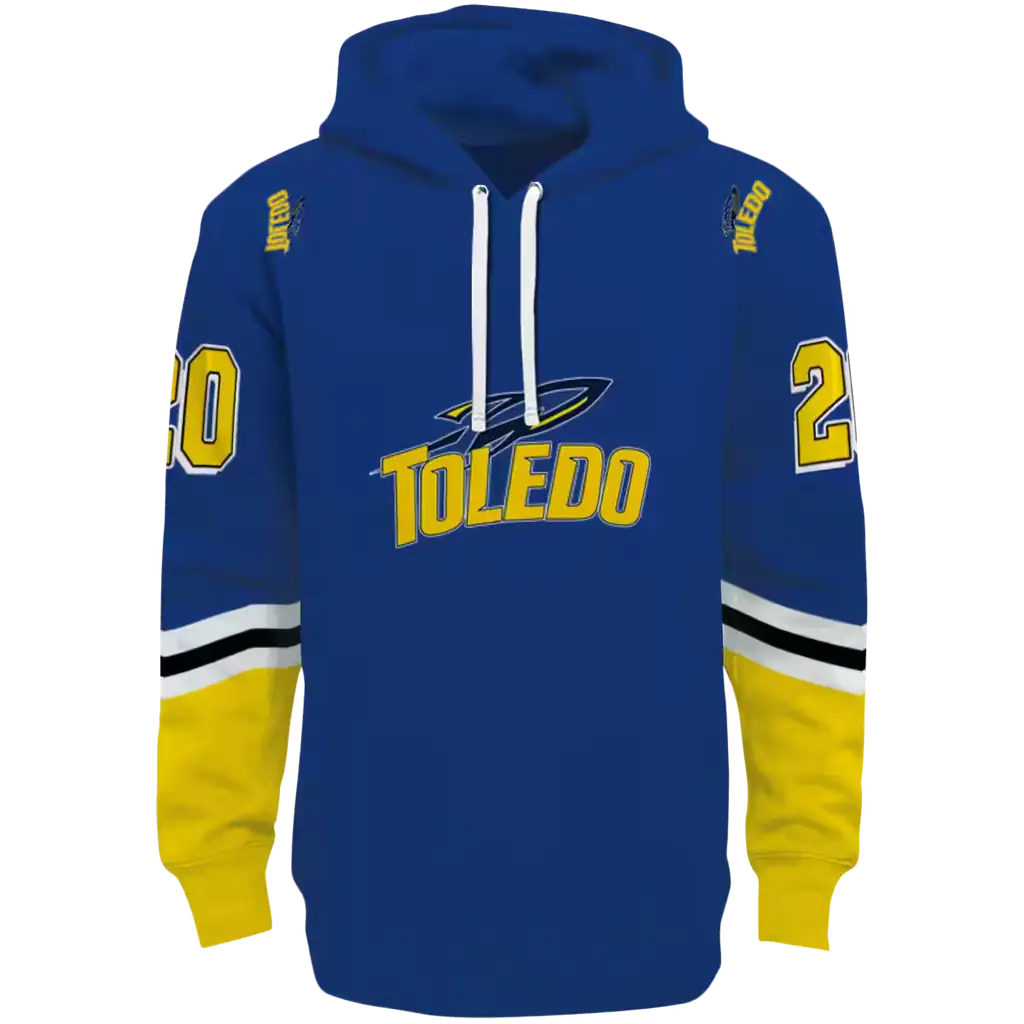 custom toledo rockets striped sleeves blue hoodie best selling custom toledo rockets striped sleeves blue hoodie best selling