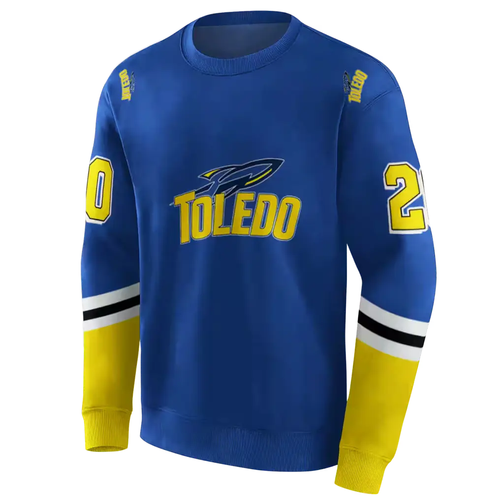 custom toledo rockets striped sleeves blue hoodie new arrival custom toledo rockets striped sleeves blue hoodie new arrival