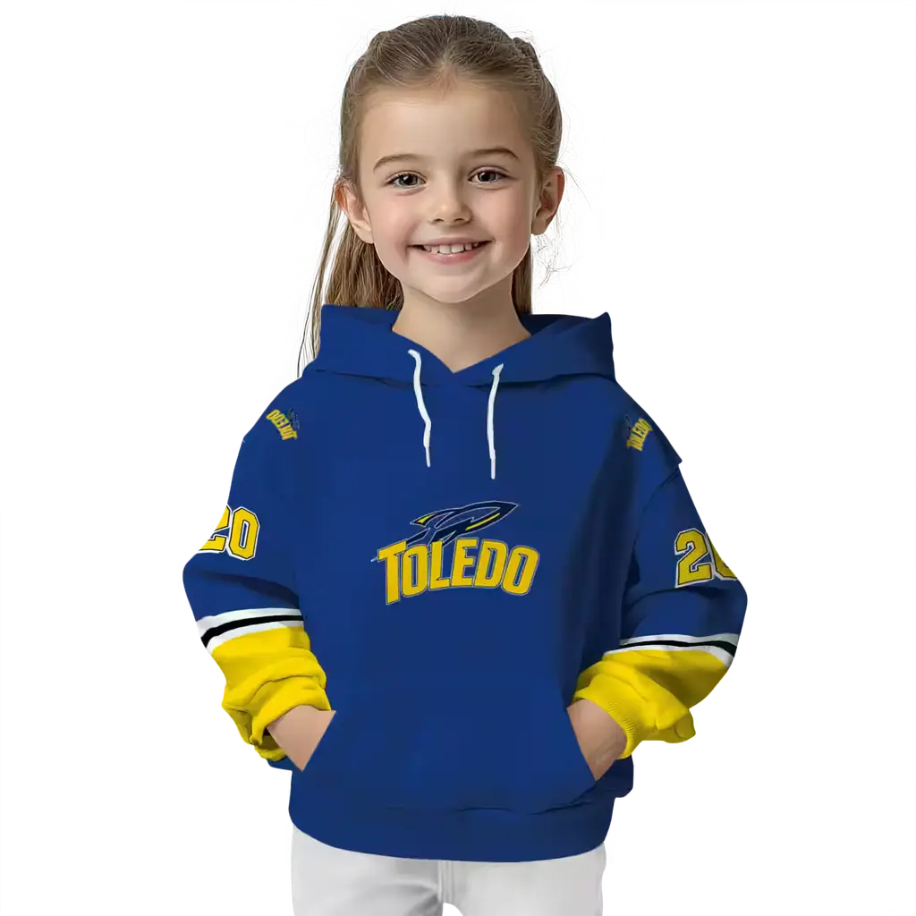 custom toledo rockets striped sleeves blue hoodie top rated custom toledo rockets striped sleeves blue hoodie top rated