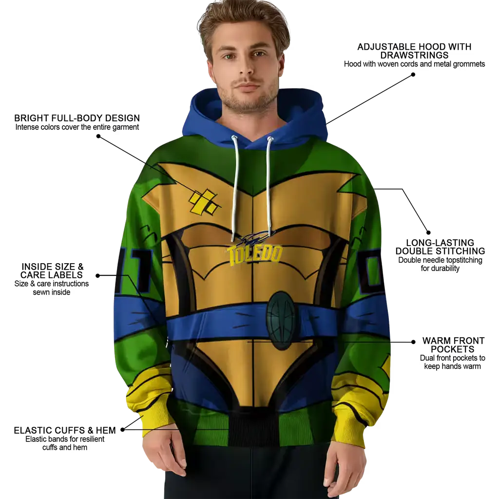 custom toledo rockets superhero armor blue green hoodie latest model custom toledo rockets superhero armor blue green hoodie latest model