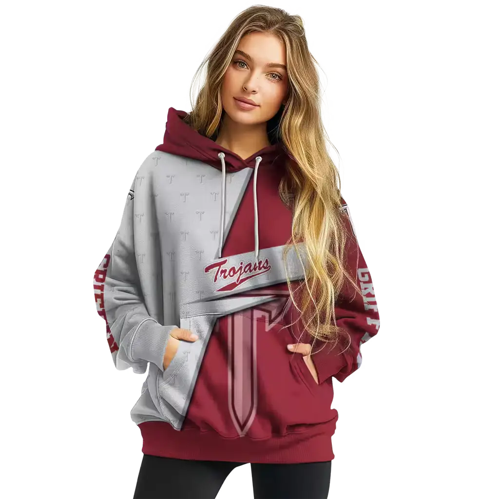 custom troy trojans abstract shape red hoodie high quality custom troy trojans abstract shape red hoodie high quality