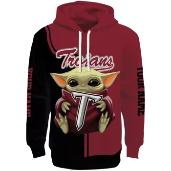 custom troy trojans baby yoda red black hoodie best selling