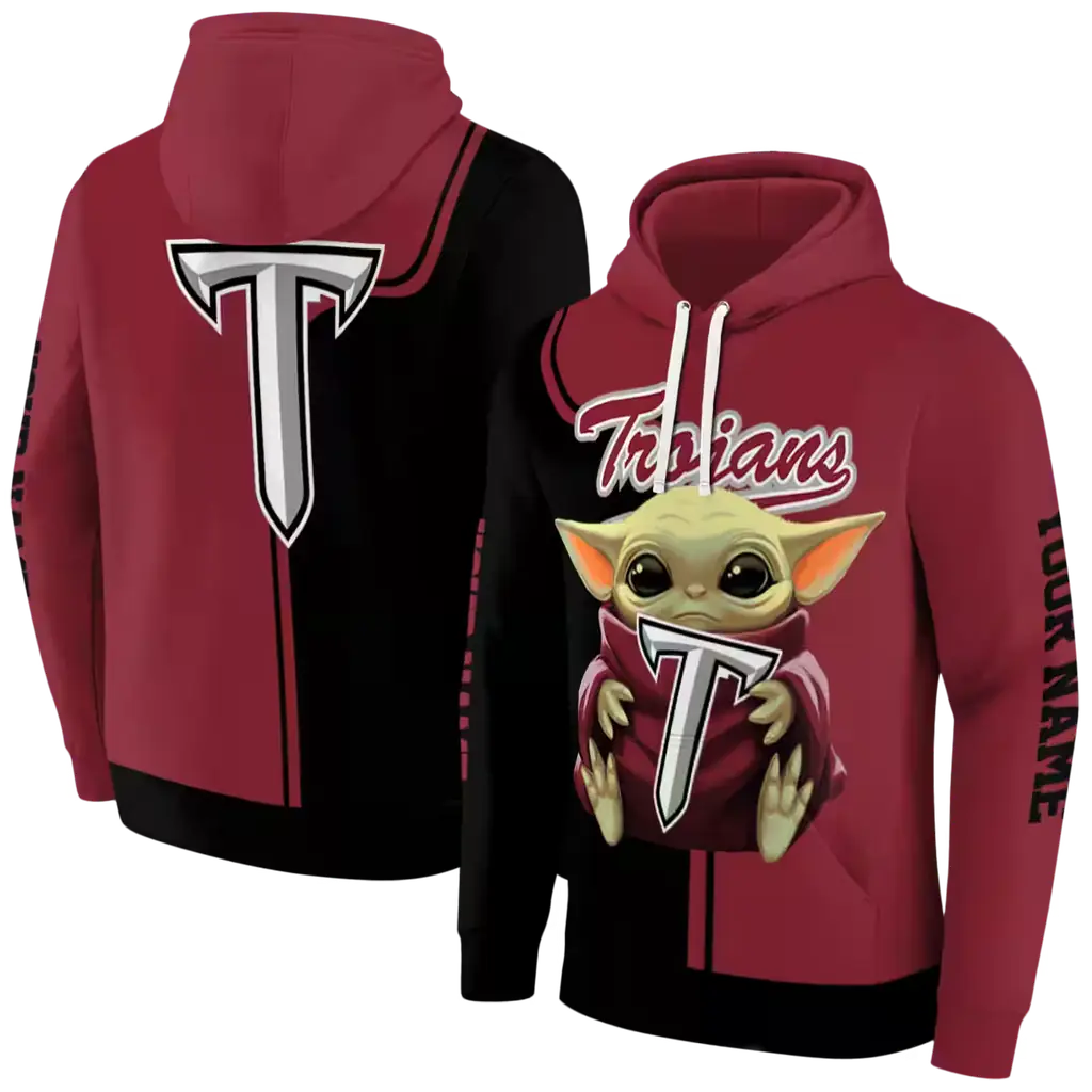 custom troy trojans baby yoda red black hoodie fashion forward custom troy trojans baby yoda red black hoodie fashion forward