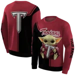 custom troy trojans baby yoda red black hoodie best selling