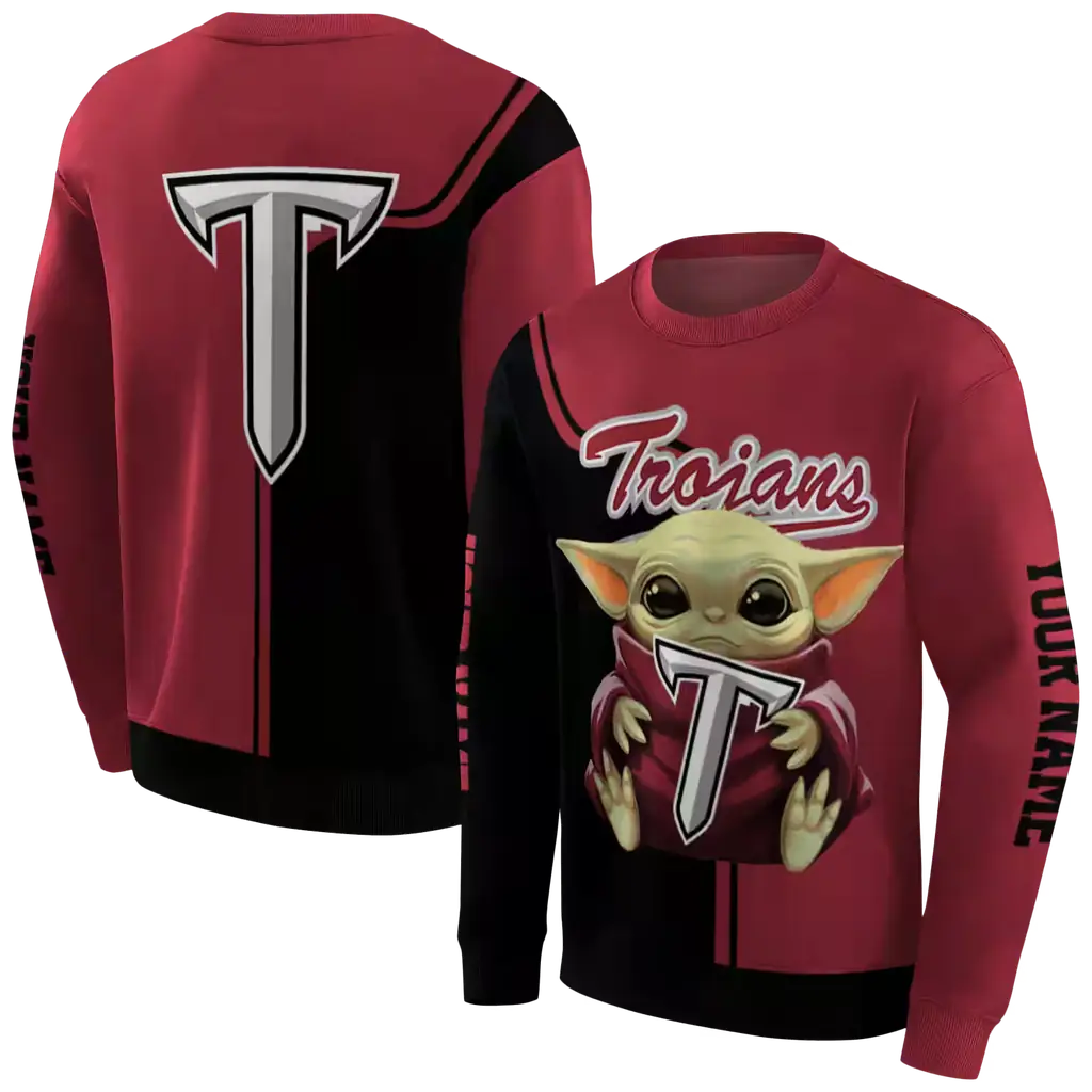 custom troy trojans baby yoda red black hoodie premium grade custom troy trojans baby yoda red black hoodie premium grade