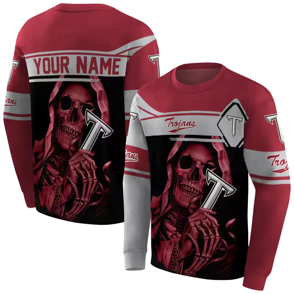 custom troy trojans grim reaper red black hoodie premium grade custom troy trojans grim reaper red black hoodie premium grade
