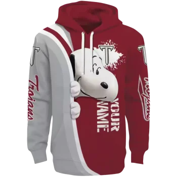 custom troy trojans peeking snoopy red hoodie best selling