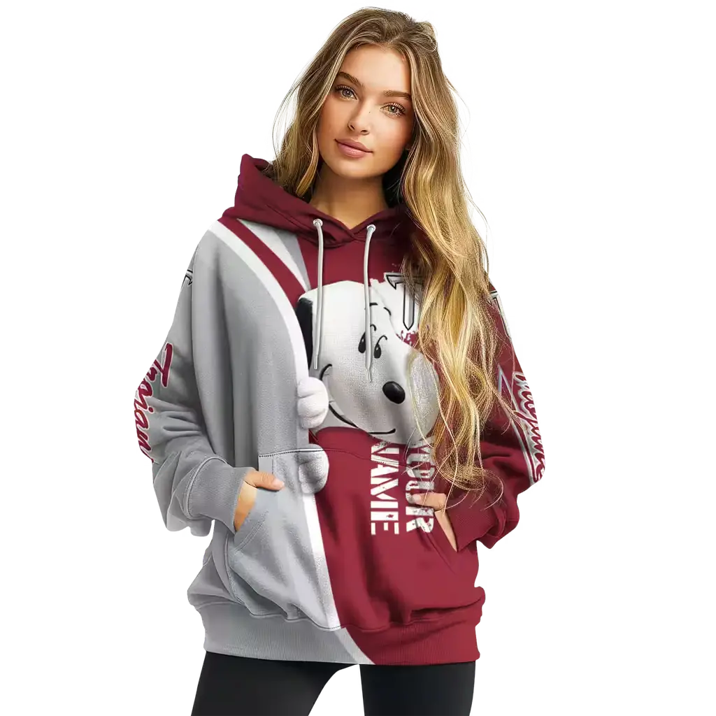custom troy trojans peeking snoopy red hoodie high quality custom troy trojans peeking snoopy red hoodie high quality