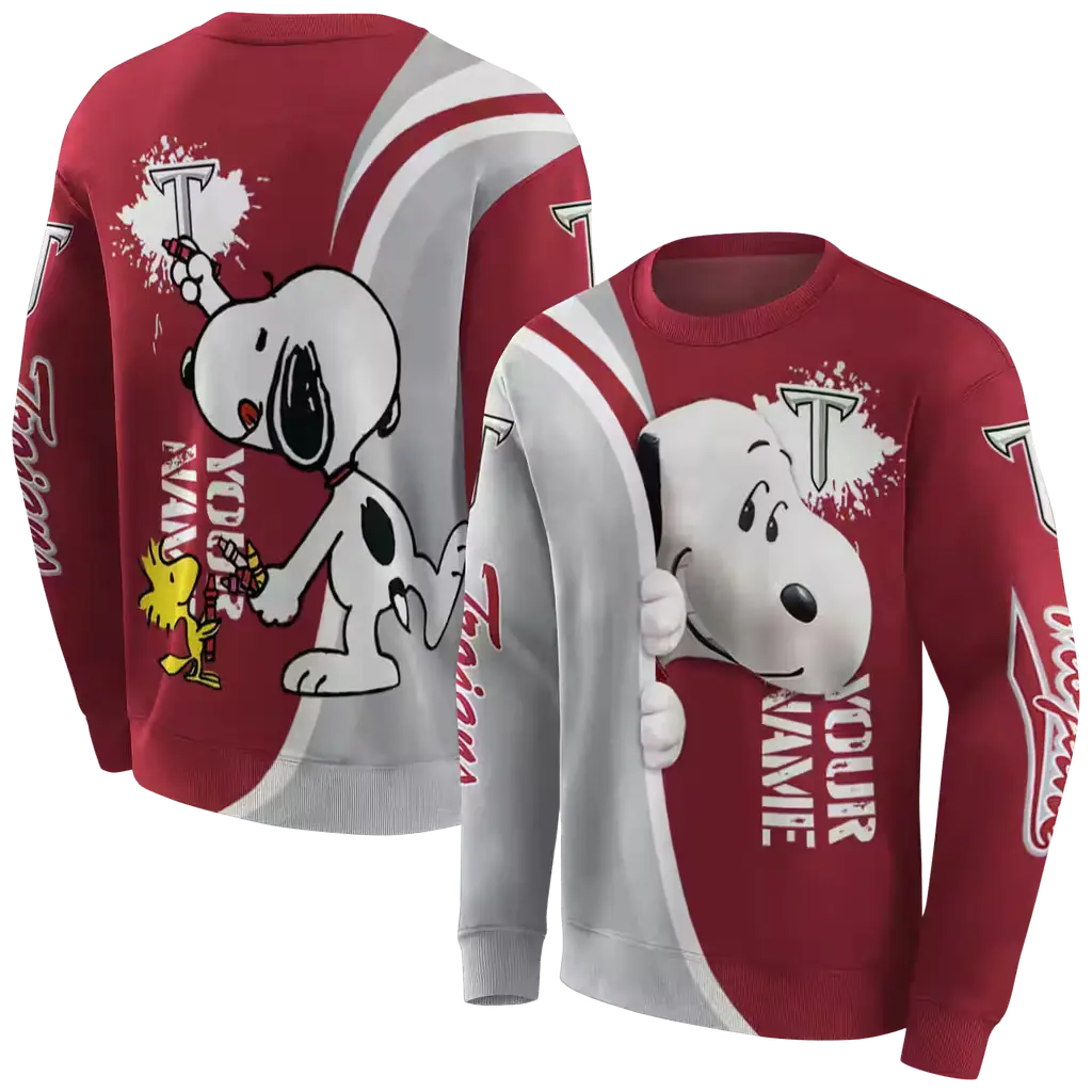 custom troy trojans peeking snoopy red hoodie premium grade custom troy trojans peeking snoopy red hoodie premium grade