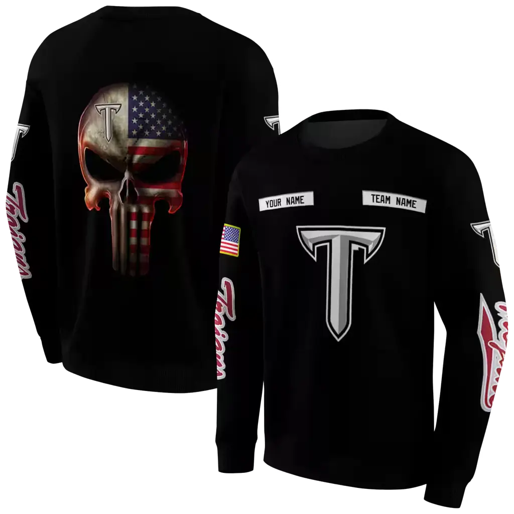 custom troy trojans punisher skull black hoodie premium grade custom troy trojans punisher skull black hoodie premium grade