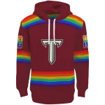 custom troy trojans rainbow stripes red hoodie best selling