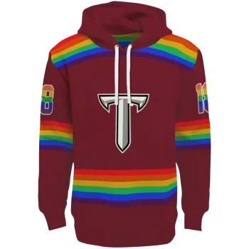 custom troy trojans rainbow stripes red hoodie best selling