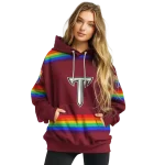 custom troy trojans rainbow stripes red hoodie best selling