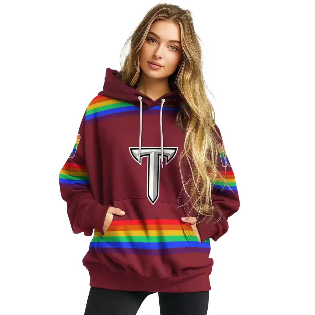 custom troy trojans rainbow stripes red hoodie high quality custom troy trojans rainbow stripes red hoodie high quality