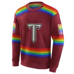 custom troy trojans rainbow stripes red hoodie best selling
