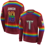 custom troy trojans rainbow stripes red hoodie best selling