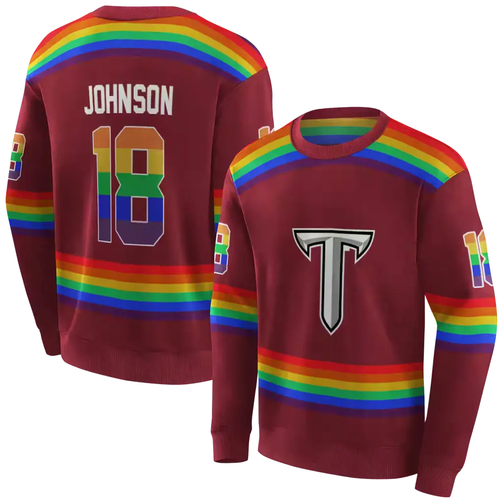 custom troy trojans rainbow stripes red hoodie premium grade custom troy trojans rainbow stripes red hoodie premium grade