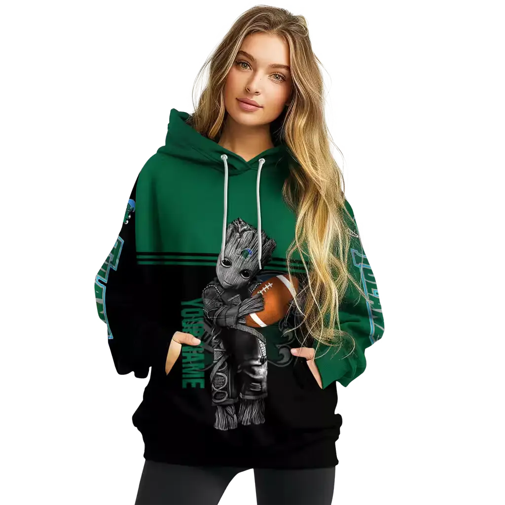 custom tulane green wave baby groot green black hoodie high quality custom tulane green wave baby groot green black hoodie high quality