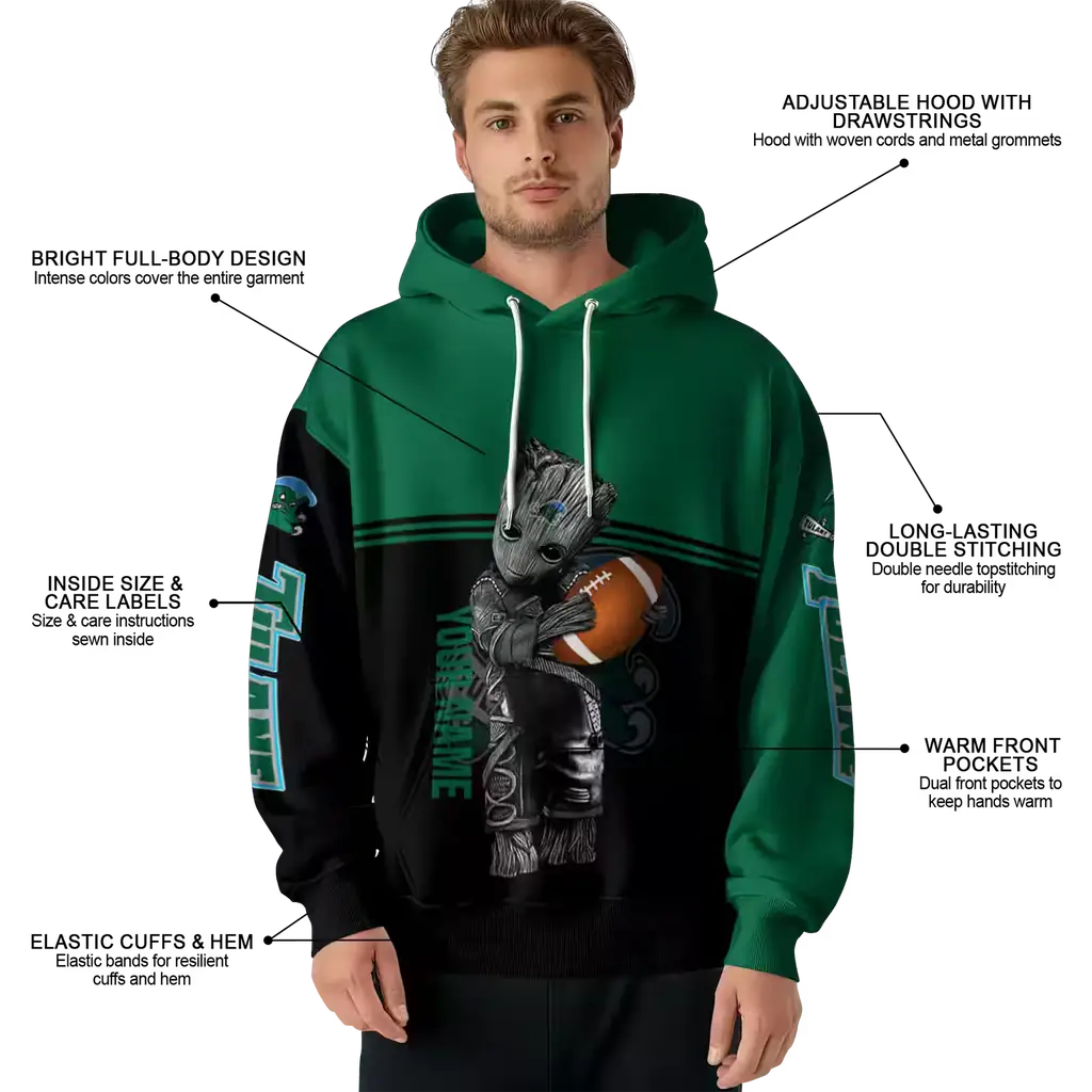 custom tulane green wave baby groot green black hoodie latest model custom tulane green wave baby groot green black hoodie latest model