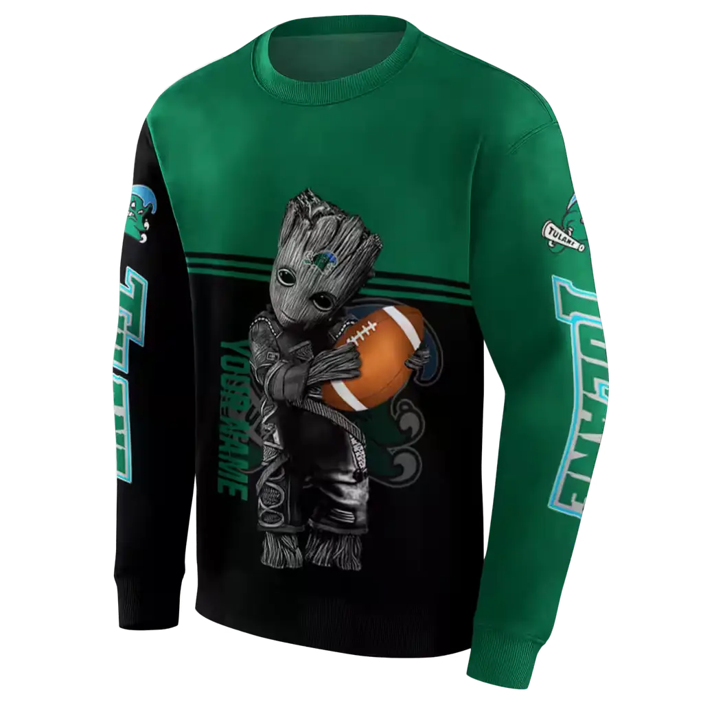 custom tulane green wave baby groot green black hoodie new arrival custom tulane green wave baby groot green black hoodie new arrival