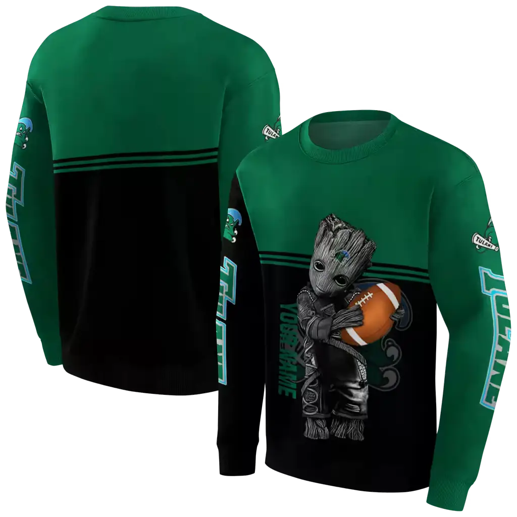 custom tulane green wave baby groot green black hoodie premium grade custom tulane green wave baby groot green black hoodie premium grade