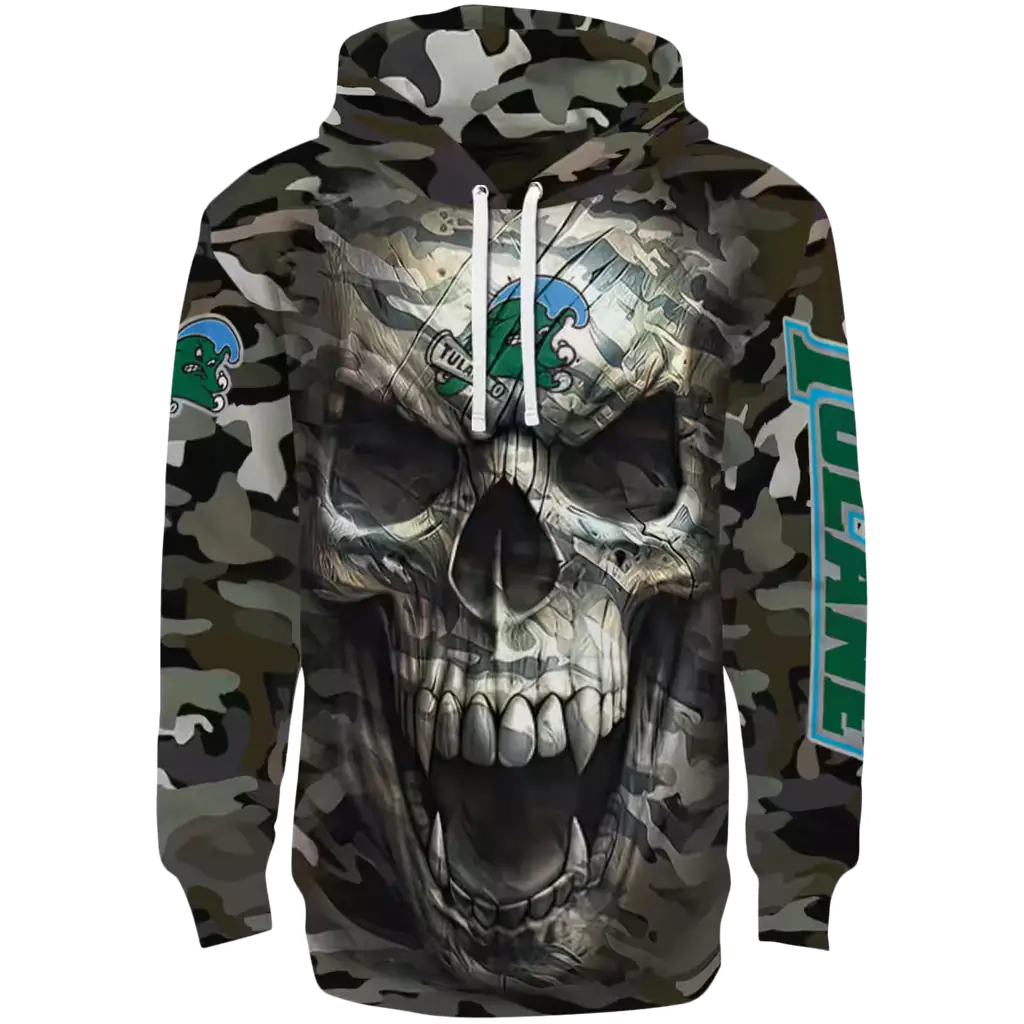 custom tulane green wave camo skull hoodie best selling custom tulane green wave camo skull hoodie best selling