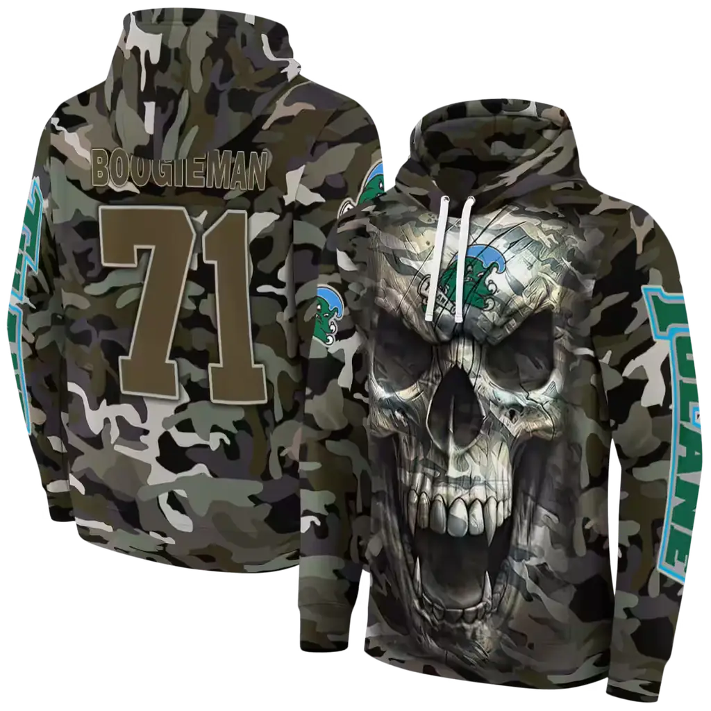 custom tulane green wave camo skull hoodie fashion forward custom tulane green wave camo skull hoodie fashion forward